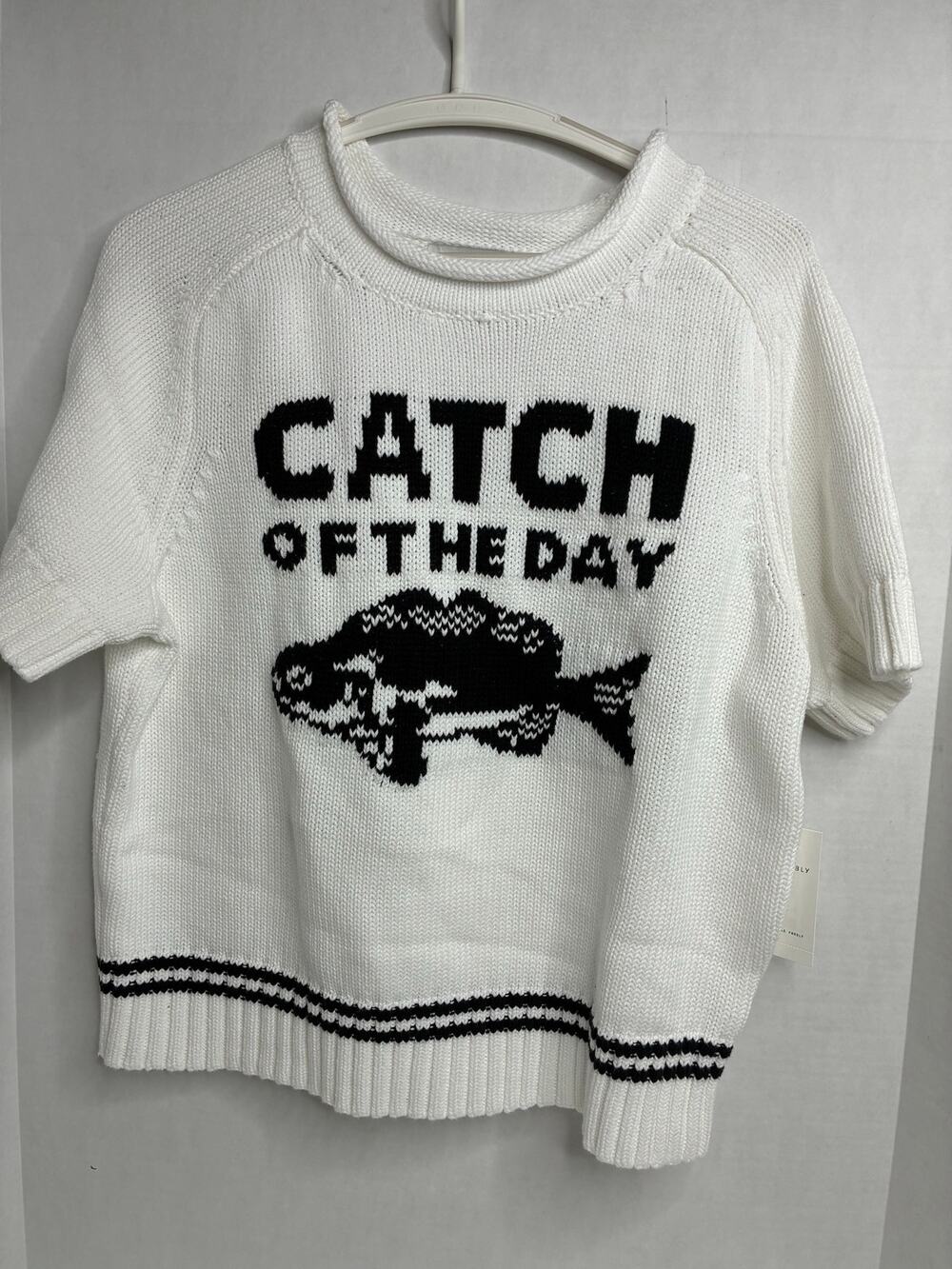 NEW "Catch of the Day" Sweater Knit "L" Free Assembly Rolled Neckline